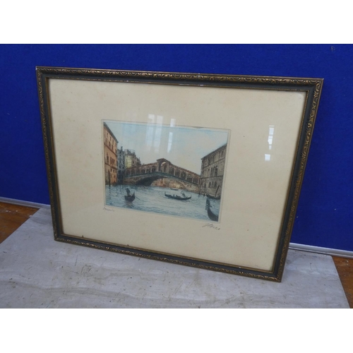 117 - An early framed coloured pencil sketch signed. Approx 40x30cm.