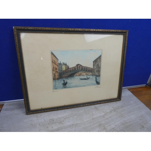 117 - An early framed coloured pencil sketch signed. Approx 40x30cm.