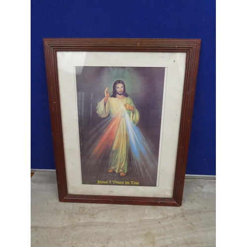 139 - A framed religious picture 'Jesus I Trust in You'.  Approx 32x40cm.