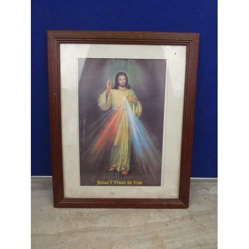 139 - A framed religious picture 'Jesus I Trust in You'.  Approx 32x40cm.