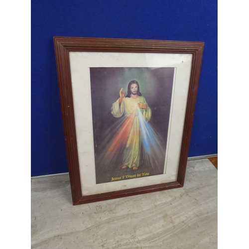 139 - A framed religious picture 'Jesus I Trust in You'.  Approx 32x40cm.