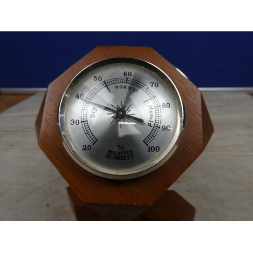 182 - An unusual wooden swivel dice barometer.