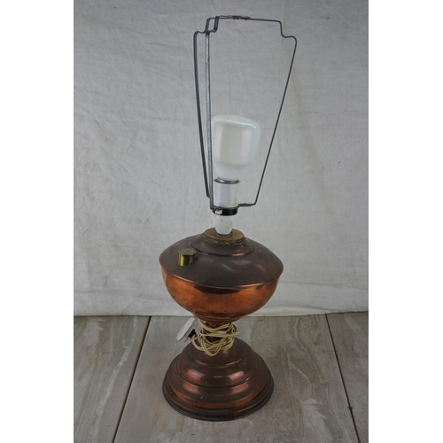 219 - A vintage copper lamp base.  Approx 50cm.