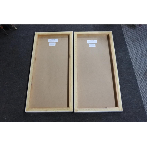 225 - A large pair of wine bottle canvases.  Approx 39x79cm.