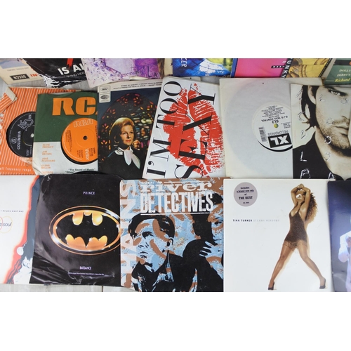 242 - A collection of vintage 45's to include Tina Turner, Orange and Blue, Prince, David Essex and lots m... 