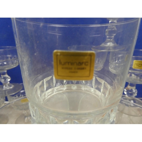 266 - A set of 10 French Luminarc tumblers and more.