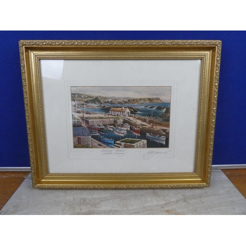 278 - A framed picture of Ballintoy Harbour, Giant's Causeway.  Approx 48x38cm.