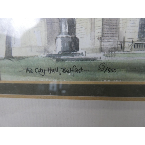 285 - A framed limited edition print 'City Hall Belfast'.  Approx 35x27cm.