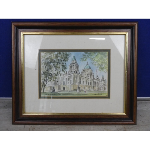 285 - A framed limited edition print 'City Hall Belfast'.  Approx 35x27cm.