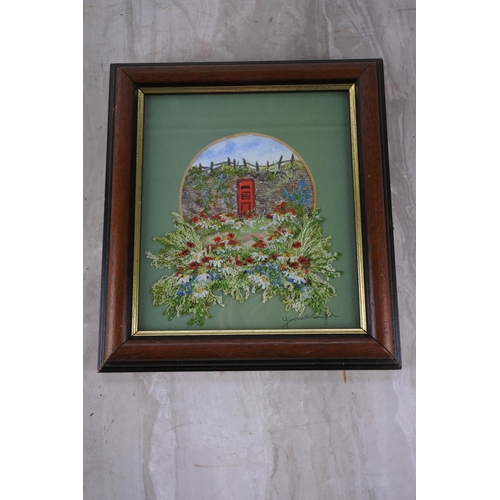 302 - A framed embroidery picture by Yvonne Smyth.