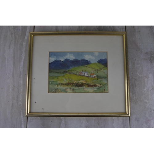 325 - A small framed watercolour 'The Twelve Pins, Connemara' signed JB - Jean Brown 91. Approx 30x25cm.