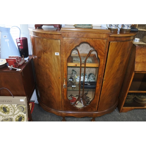 346 - A stunning vintage maple china cabinet with ball and claw feet. Approx 120x118x32cm.