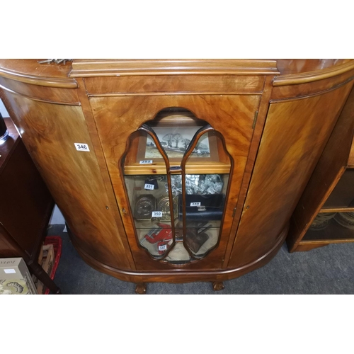 346 - A stunning vintage maple china cabinet with ball and claw feet. Approx 120x118x32cm.