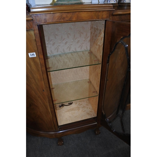 346 - A stunning vintage maple china cabinet with ball and claw feet. Approx 120x118x32cm.