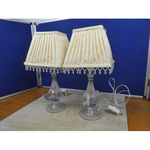 405 - A stunning pair of table lamps and shades. Approx 43cm.