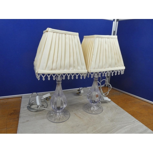 405 - A stunning pair of table lamps and shades. Approx 43cm.