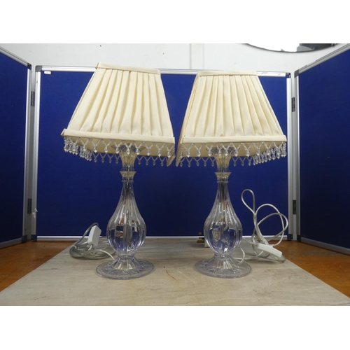 405 - A stunning pair of table lamps and shades. Approx 43cm.