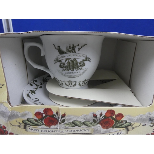 447 - A Hendrick's Gin Tea Cup and Saucer set, mint and boxed