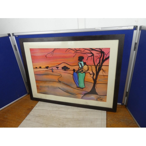 454 - A framed African scene print. Approx 55x77cm.