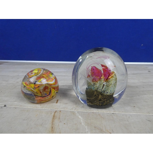 490 - Two art glass paperweights.