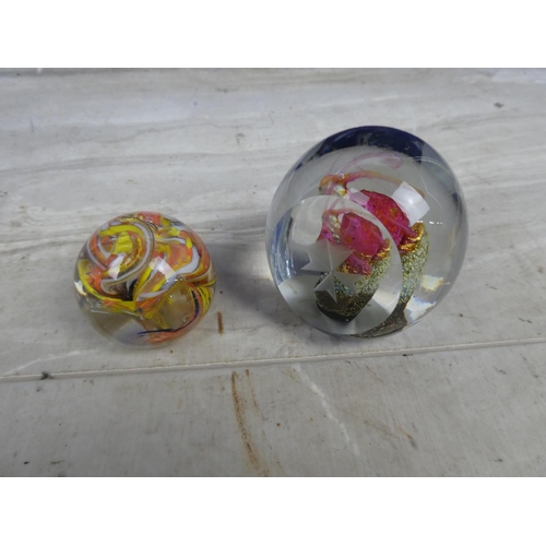 490 - Two art glass paperweights.