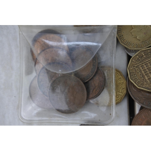 517 - A lot of various antique coinage and a miniature pewter seal figure.