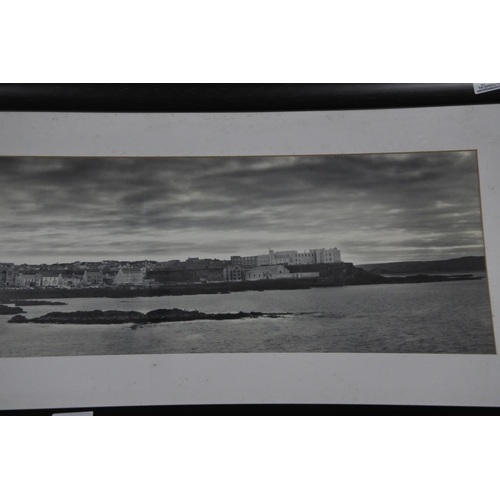 588 - A large framed vintage photograph of Portstewart promenade. Approx 118x41cm.