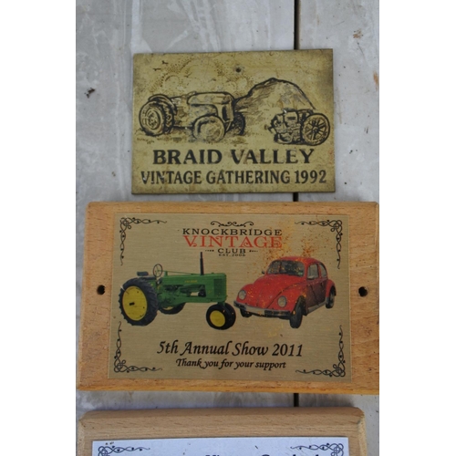 706 - Six vintage rally plaques to include Braid Valley, Waringstown Vintage Cavalcade, Cooley 96 Vintage ... 