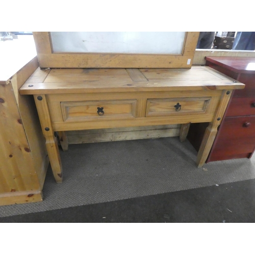 716 - A pine two drawer console table.