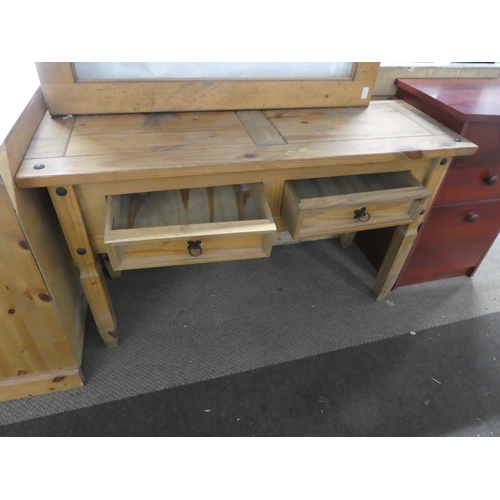 716 - A pine two drawer console table.