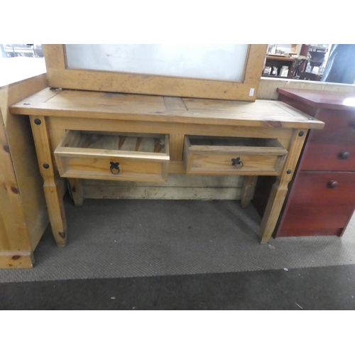 716 - A pine two drawer console table.