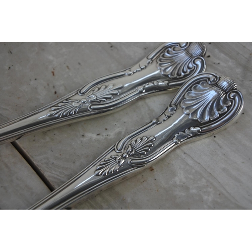 717 - A large silver plated serving fork and spoon.