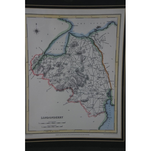 731 - A framed map of Londonderry.  Approx 33x41cm.