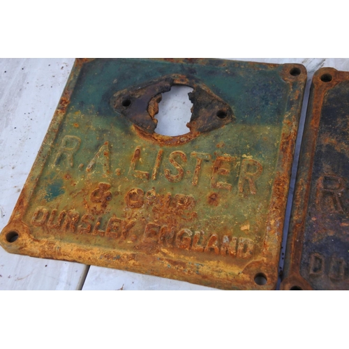 755 - Two antique R A Lister & Co Ltd plaque.