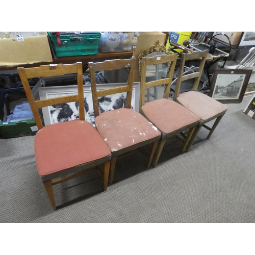 803 - A set of four vintage oak framed dining room chairs