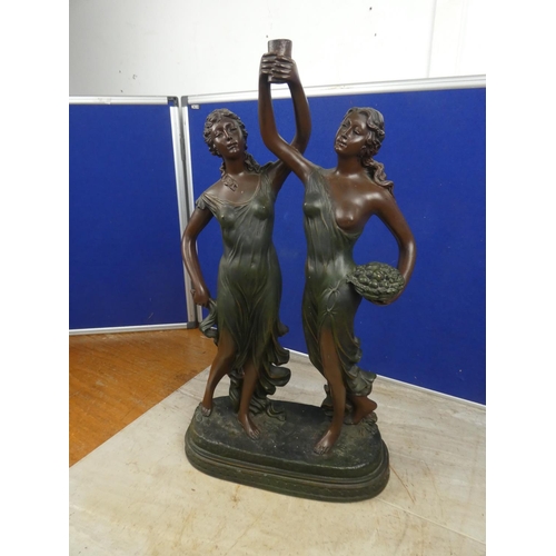 809 - A ornamental statue of two ladies.  Approx 49cm.