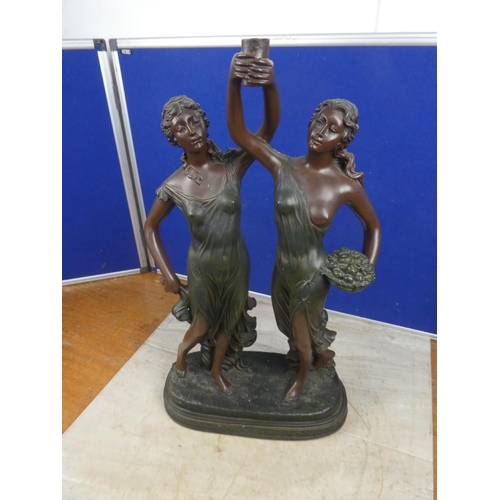 809 - A ornamental statue of two ladies.  Approx 49cm.