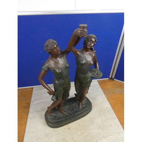 809 - A ornamental statue of two ladies.  Approx 49cm.