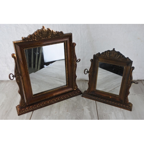 851 - Two stunning small dressing table mirrors. Largest approx 33x38cm.