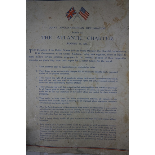 876 - 'Joint Anglo-Amercan Declaration know as The Atlantic Charter' dated August 14, 1941 wall notice.