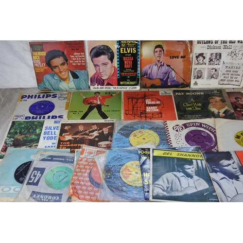 886 - A lot of vintage 45's to include Elvis Presley, Sandy Nelson, The Shadows, Pat Boone, Del Shannon an... 