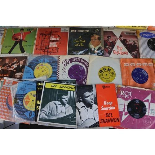 886 - A lot of vintage 45's to include Elvis Presley, Sandy Nelson, The Shadows, Pat Boone, Del Shannon an... 