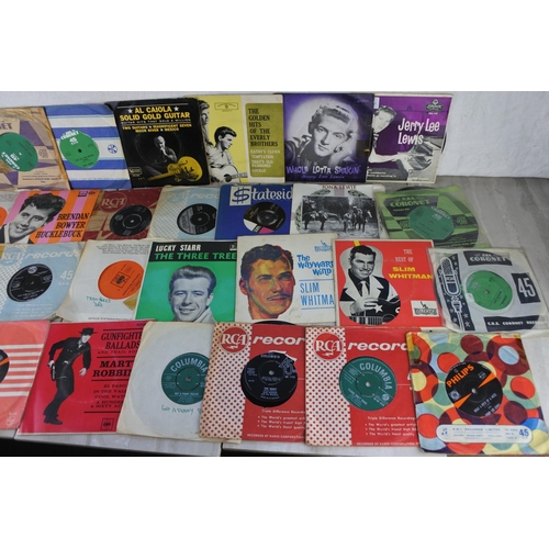 891 - A lot of vintage 45's to include Jerry Lee Lewis, Marty Robbins, Brendan Bowyer Hucklebuck, Lorne Gr... 