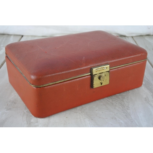 893 - A vintage jewellery box and a lot of various necklaces, brooches, pill box and more.