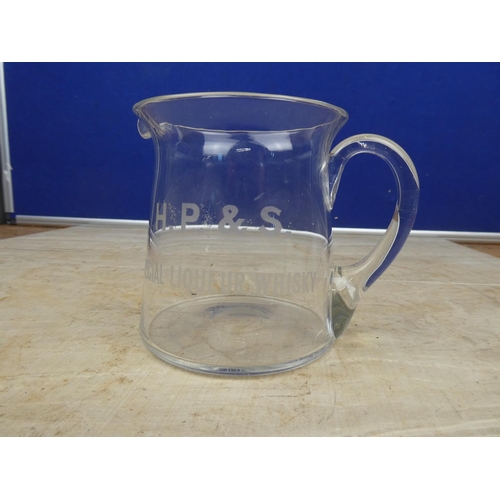 928 - A vintage H P & S Special Liqueur Whisky glass jug.