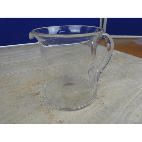 928 - A vintage H P & S Special Liqueur Whisky glass jug.