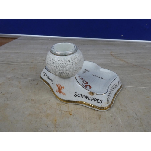 939 - A stunning antique Schweppes Dry Ginger Ale advertising match striker/ dish.