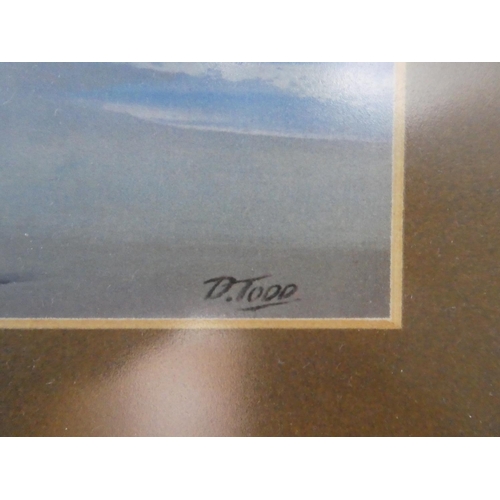 958 - A framed print of a beach scene signed Danny Todd.  Approx 38x44cm.