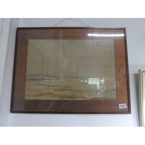 959 - An early framed watercolour signed E D Corry.  Approx 68x52cm.