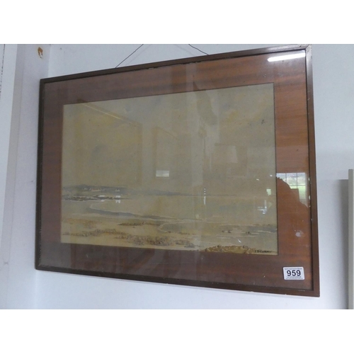 959 - An early framed watercolour signed E D Corry.  Approx 68x52cm.